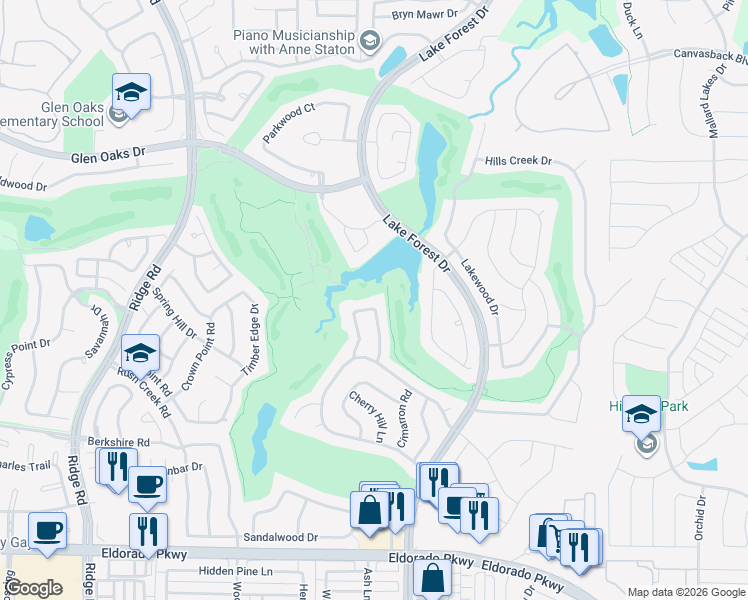 map of restaurants, bars, coffee shops, grocery stores, and more near 2100 Old McGarrah Road in McKinney