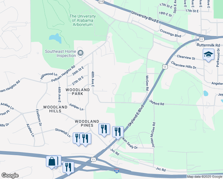 map of restaurants, bars, coffee shops, grocery stores, and more near 2751 Emma Lane in Cottondale