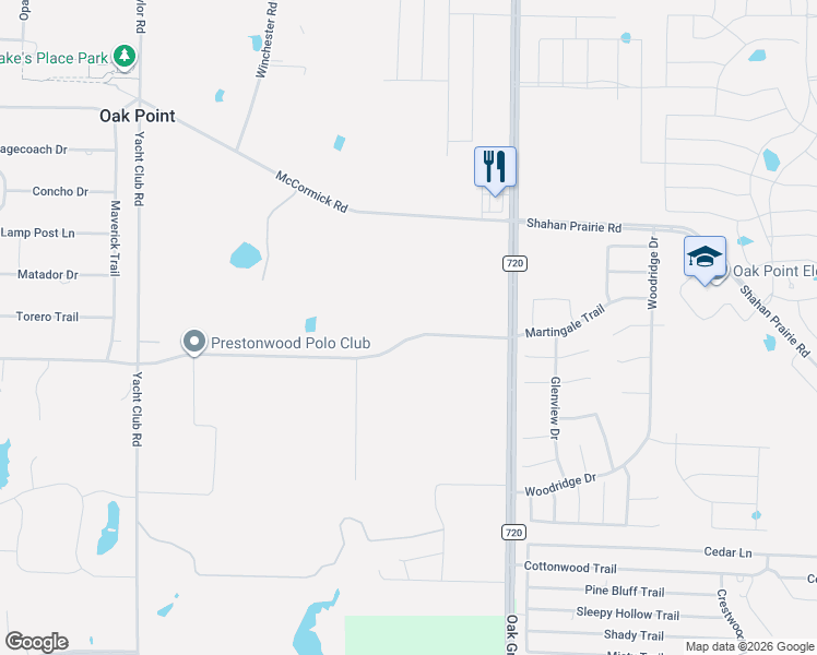 map of restaurants, bars, coffee shops, grocery stores, and more near 224 Martingale Trail in Little Elm