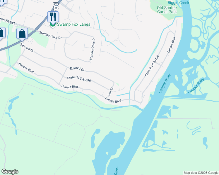 map of restaurants, bars, coffee shops, grocery stores, and more near 2455 Old Fort Road in Moncks Corner