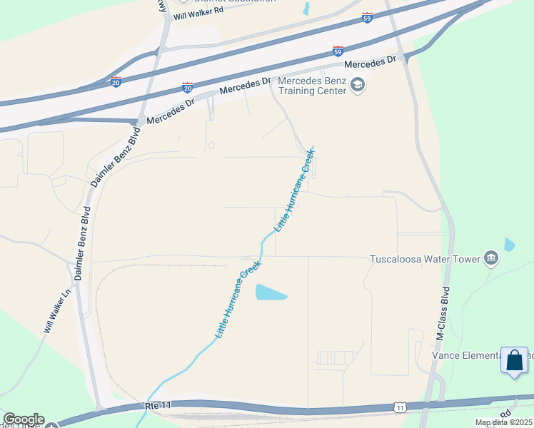 map of restaurants, bars, coffee shops, grocery stores, and more near 1 Mercedes Drive in Vance