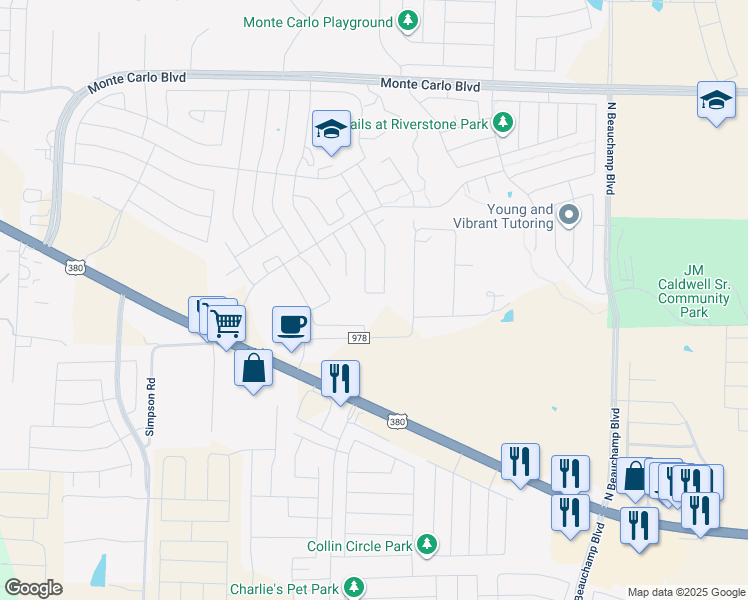 map of restaurants, bars, coffee shops, grocery stores, and more near 507 Rustic Meadows Trail in Princeton
