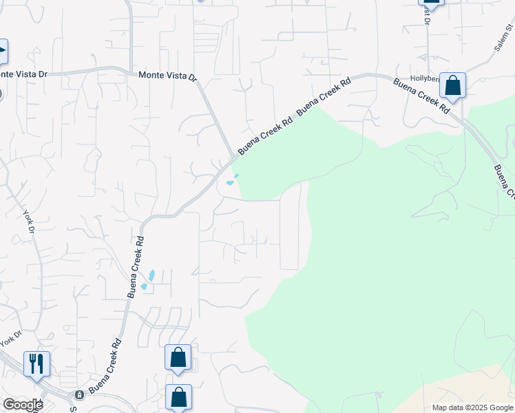 map of restaurants, bars, coffee shops, grocery stores, and more near 2358 Lone Oak Lane in Vista