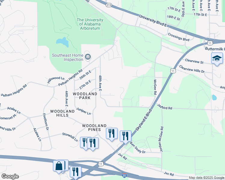 map of restaurants, bars, coffee shops, grocery stores, and more near 2751 Emma Lane in Cottondale