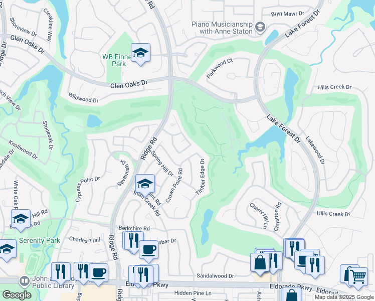 map of restaurants, bars, coffee shops, grocery stores, and more near 1404 Crown Point Road in McKinney