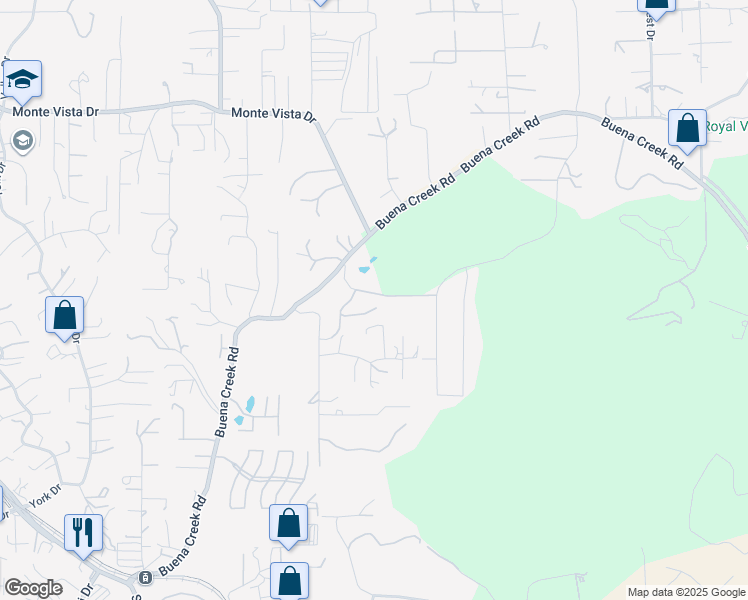 map of restaurants, bars, coffee shops, grocery stores, and more near 1564 Manzanita Hollows in Vista