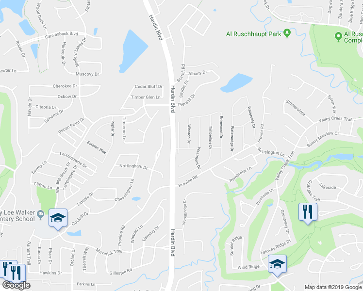 map of restaurants, bars, coffee shops, grocery stores, and more near 1417 Kingsbrook Circle in McKinney