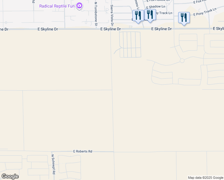 map of restaurants, bars, coffee shops, grocery stores, and more near East Roberts Road in San Tan Valley