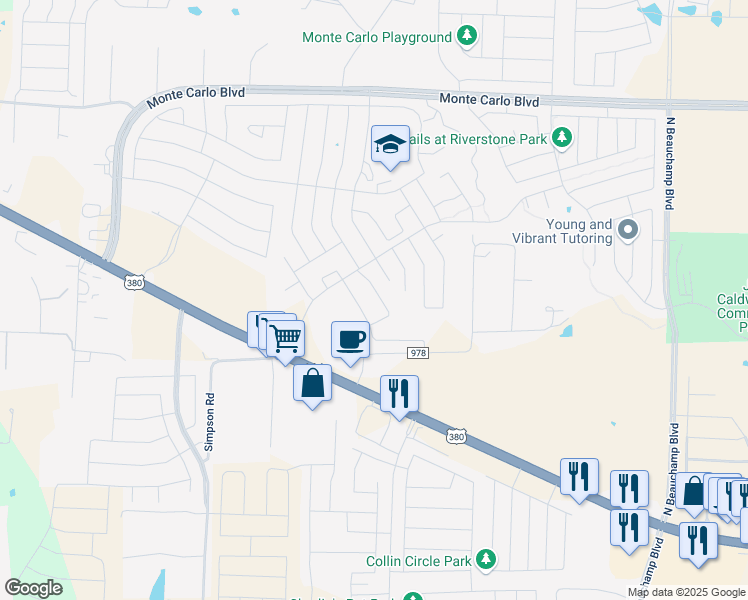 map of restaurants, bars, coffee shops, grocery stores, and more near 1007 Forest Meadow Court in Princeton