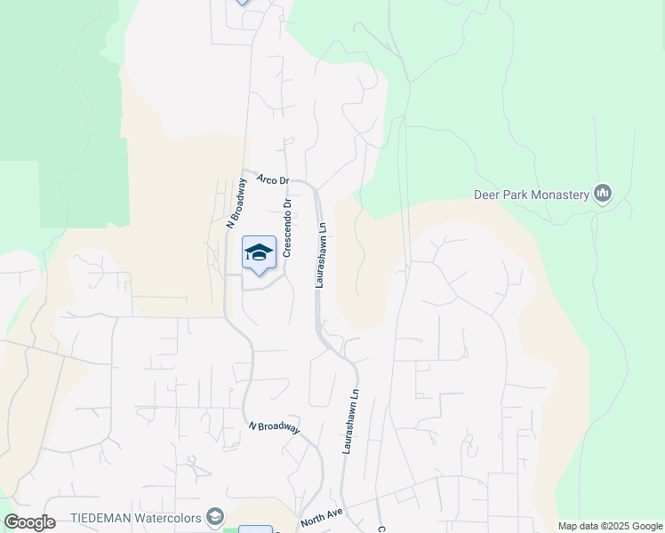 map of restaurants, bars, coffee shops, grocery stores, and more near 3462 Laurashawn Lane in Escondido