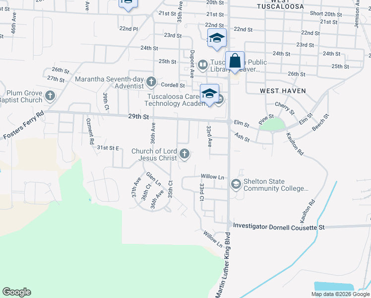 map of restaurants, bars, coffee shops, grocery stores, and more near 2950 33rd Ct in Tuscaloosa