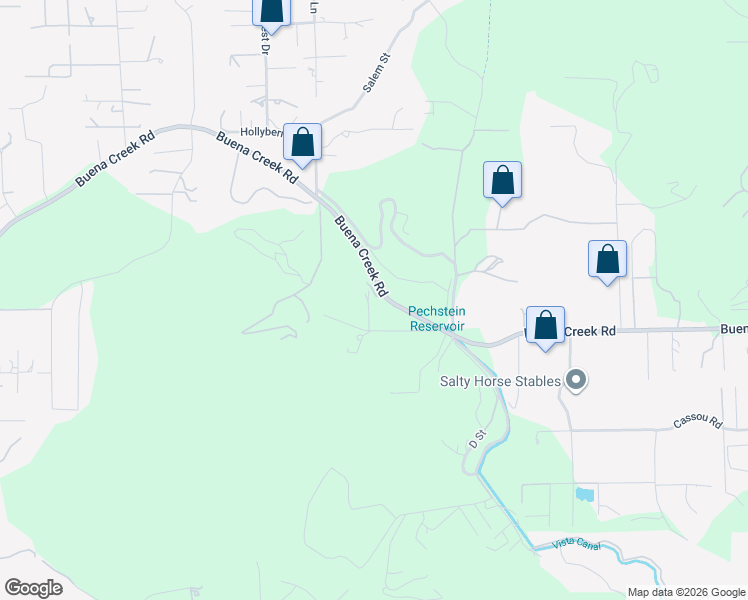 map of restaurants, bars, coffee shops, grocery stores, and more near 3709 Buena Creek Road in Vista
