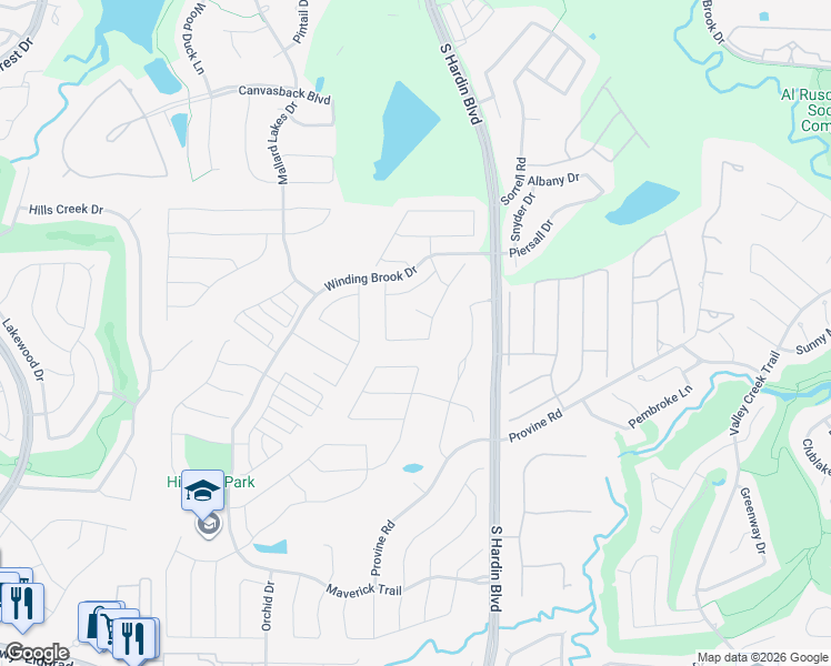 map of restaurants, bars, coffee shops, grocery stores, and more near 3501 Greystone Court in McKinney