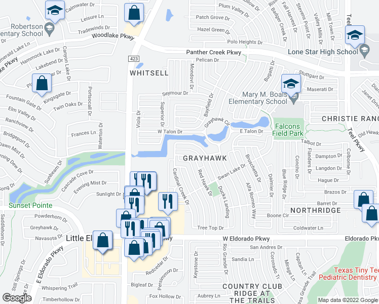 map of restaurants, bars, coffee shops, grocery stores, and more near 1146 Red Hawk Dr in Frisco