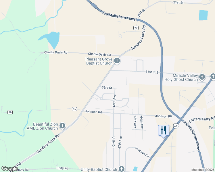 map of restaurants, bars, coffee shops, grocery stores, and more near 6826 33rd Street in Tuscaloosa