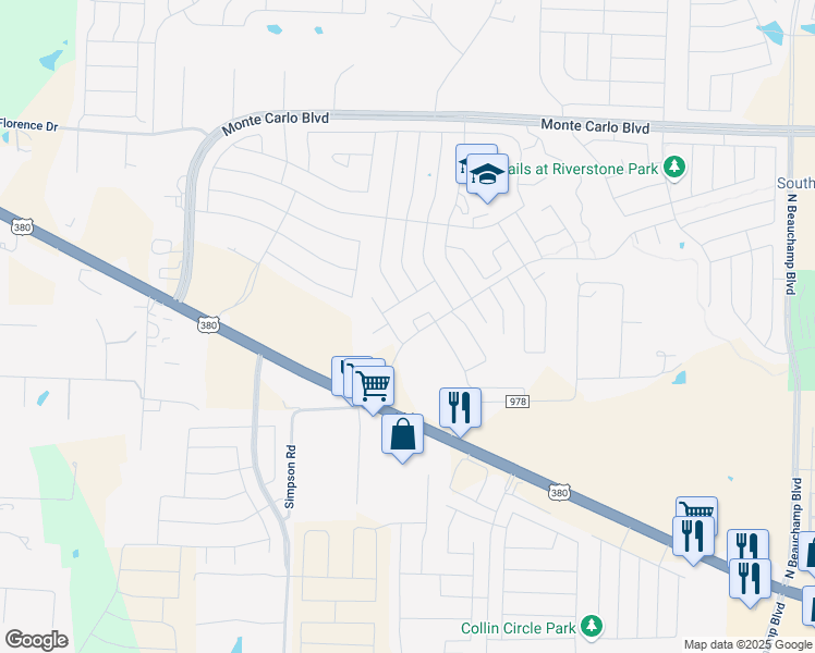 map of restaurants, bars, coffee shops, grocery stores, and more near 4000 Princeton Circle in Princeton
