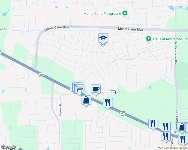 map of restaurants, bars, coffee shops, grocery stores, and more near 4000 Princeton Circle in Princeton