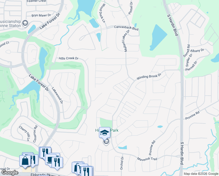 map of restaurants, bars, coffee shops, grocery stores, and more near 1616 Pecan Point Drive in McKinney