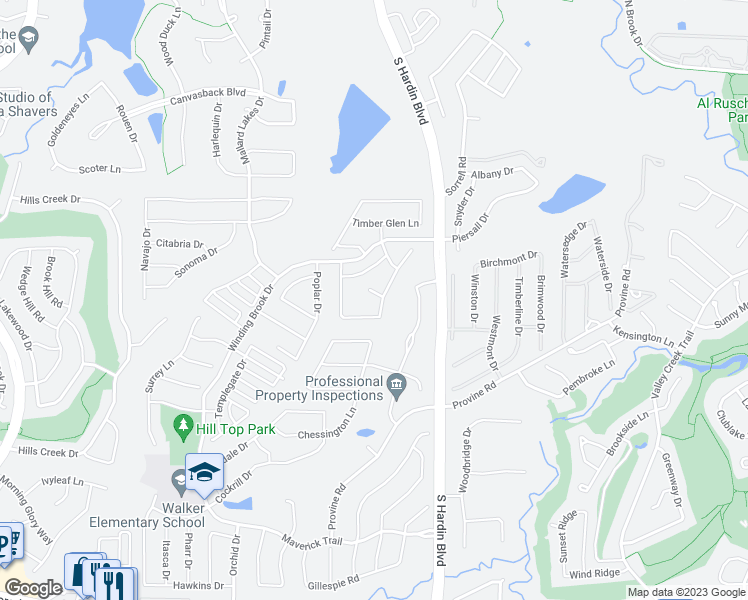 map of restaurants, bars, coffee shops, grocery stores, and more near 3501 Greystone Court in McKinney