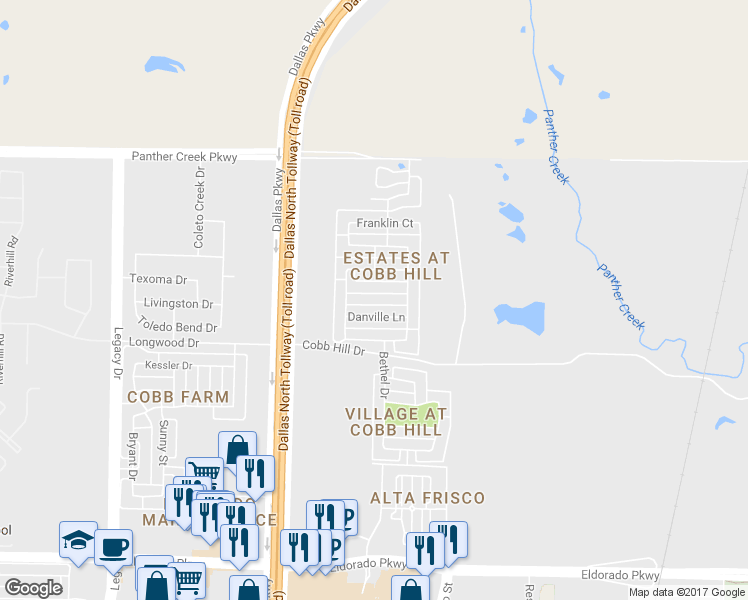 map of restaurants, bars, coffee shops, grocery stores, and more near 5791 Wellington Lane in Frisco