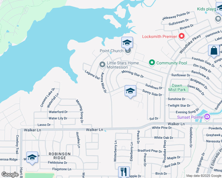 map of restaurants, bars, coffee shops, grocery stores, and more near 2900 Lakefield Drive in Little Elm