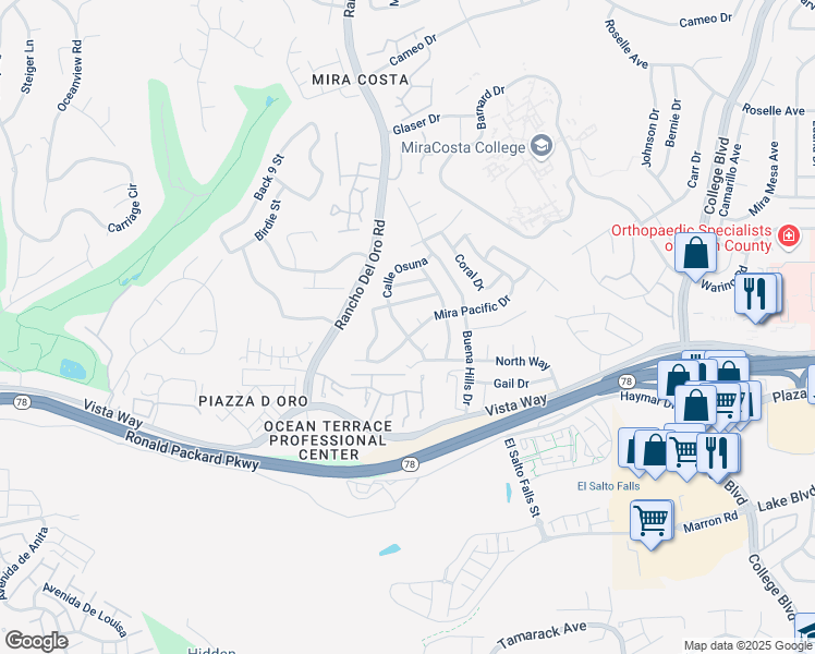 map of restaurants, bars, coffee shops, grocery stores, and more near 3260 Calle Osuna in Oceanside