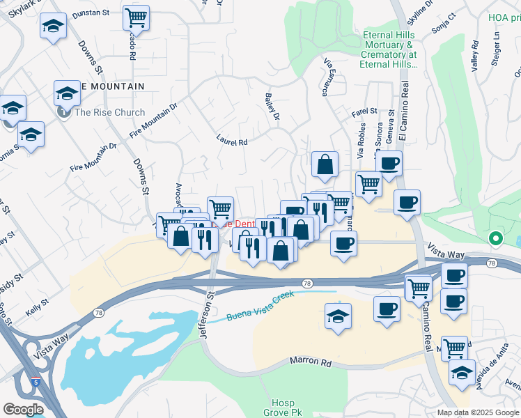 map of restaurants, bars, coffee shops, grocery stores, and more near 2026 Estero Street in Oceanside