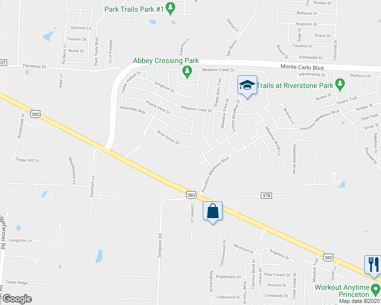 map of restaurants, bars, coffee shops, grocery stores, and more near 162 Briar Grove Drive in Princeton