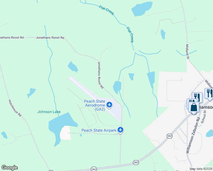 map of restaurants, bars, coffee shops, grocery stores, and more near 752 Jonathans Roost Road in Williamson
