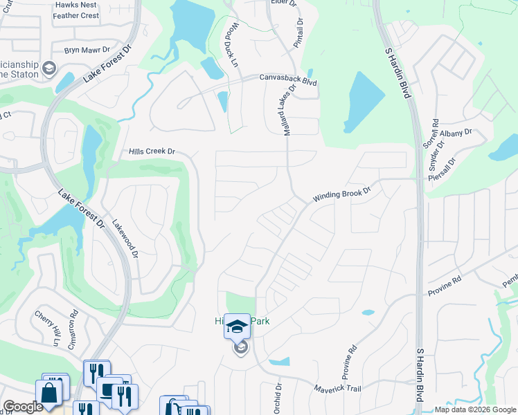 map of restaurants, bars, coffee shops, grocery stores, and more near 1616 Pecan Point Drive in McKinney