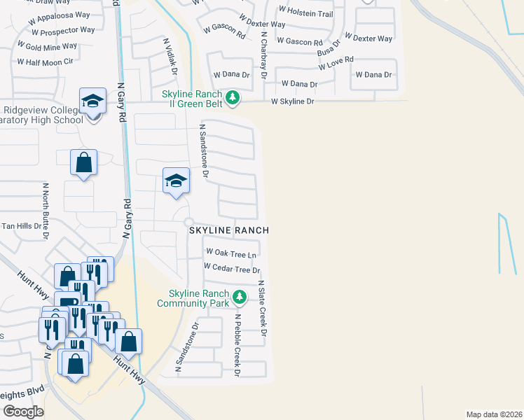 map of restaurants, bars, coffee shops, grocery stores, and more near 33715 North Slate Creek Drive in San Tan Valley