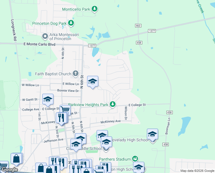 map of restaurants, bars, coffee shops, grocery stores, and more near 1028 Weiss Avenue in Princeton