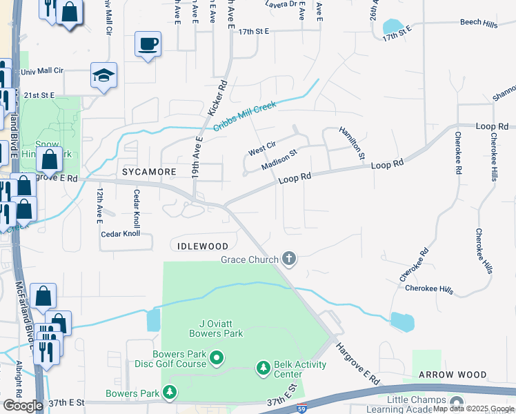 map of restaurants, bars, coffee shops, grocery stores, and more near 2015 Loop Road in Tuscaloosa