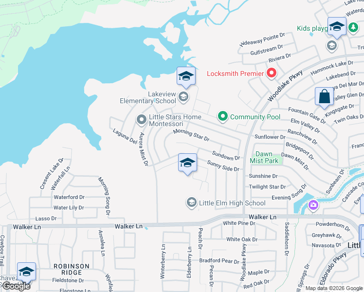map of restaurants, bars, coffee shops, grocery stores, and more near 1955 Sundown Drive in Little Elm