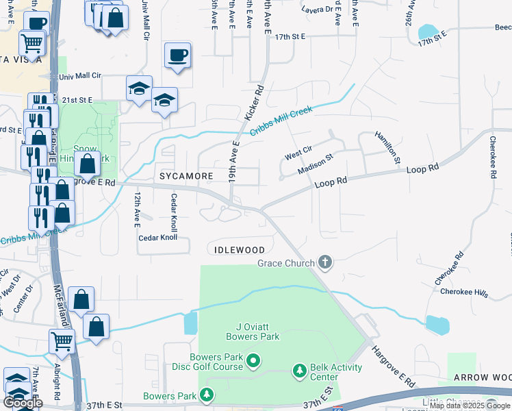 map of restaurants, bars, coffee shops, grocery stores, and more near 2002 Loop Road in Tuscaloosa