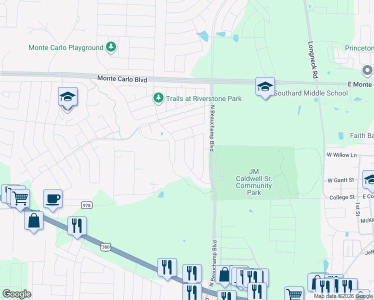 map of restaurants, bars, coffee shops, grocery stores, and more near 1011 Emerald Drive in Princeton