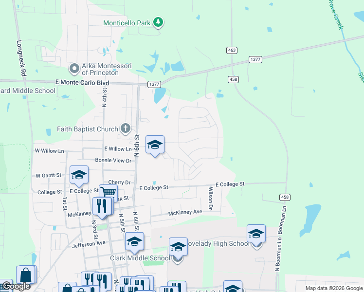 map of restaurants, bars, coffee shops, grocery stores, and more near 1028 Weiss Avenue in Princeton