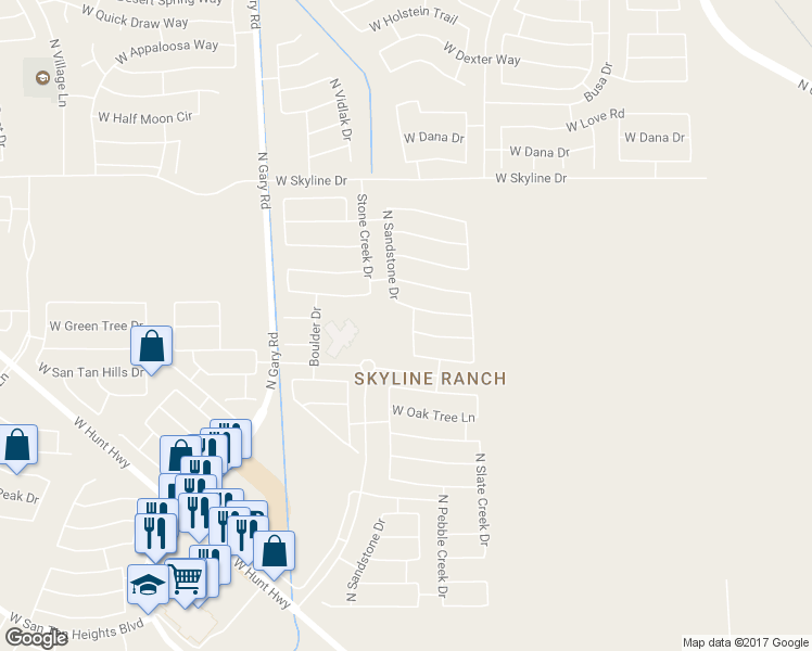 map of restaurants, bars, coffee shops, grocery stores, and more near 33812 North Sandstone Drive in Queen Creek