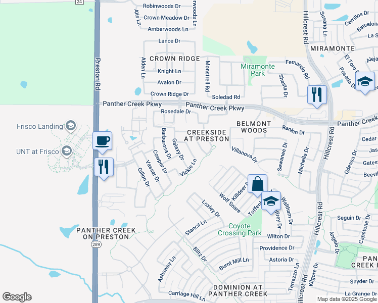 map of restaurants, bars, coffee shops, grocery stores, and more near 12911 Balez Drive in Frisco