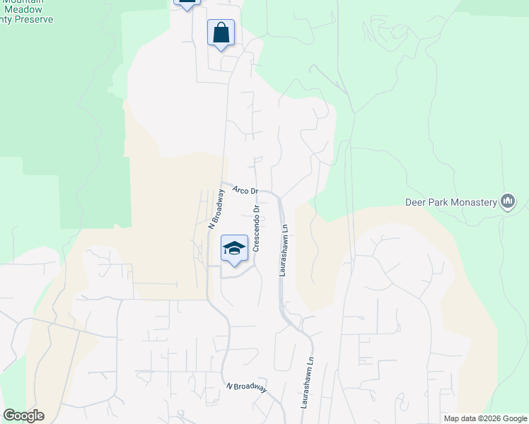 map of restaurants, bars, coffee shops, grocery stores, and more near 3549 Laurashawn Lane in Escondido