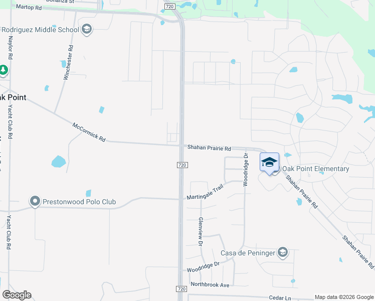 map of restaurants, bars, coffee shops, grocery stores, and more near 129 Shahan Prairie Road in Oak Point