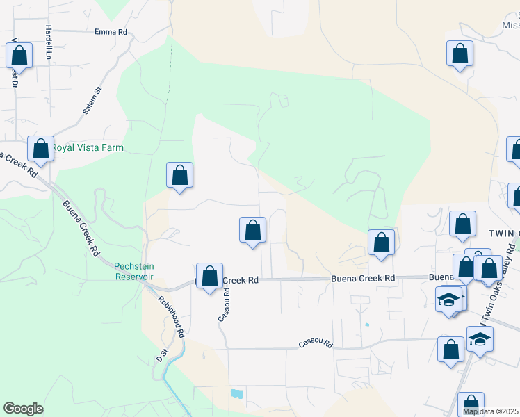 map of restaurants, bars, coffee shops, grocery stores, and more near Tamara Lane in San Marcos