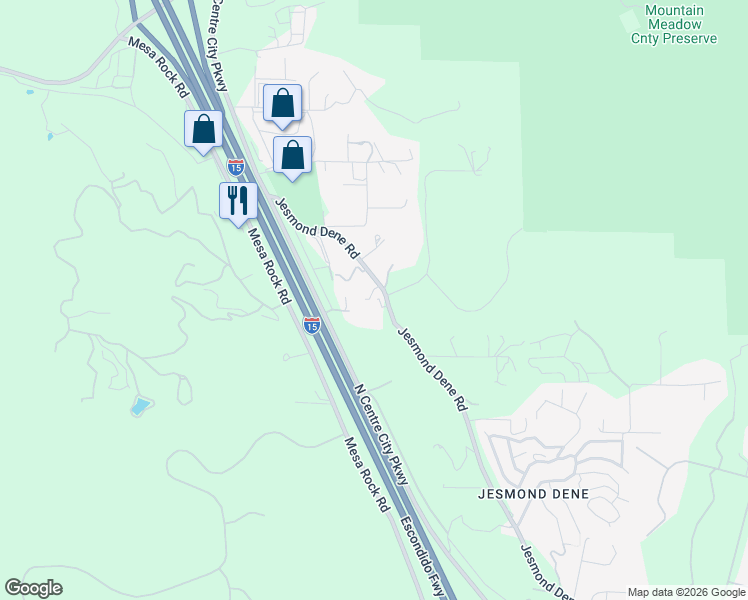 map of restaurants, bars, coffee shops, grocery stores, and more near 26117 North Centre City Parkway in Escondido