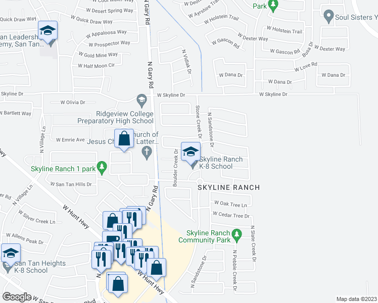 map of restaurants, bars, coffee shops, grocery stores, and more near 1083 West Vineyard Plains Drive in San Tan Valley