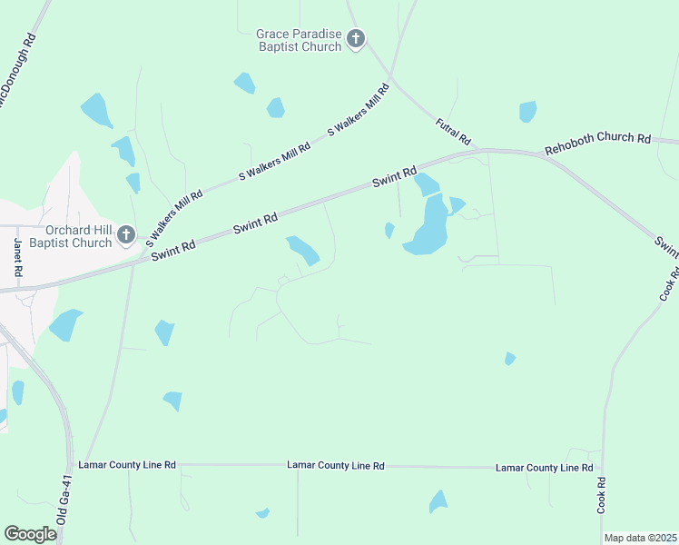 map of restaurants, bars, coffee shops, grocery stores, and more near 35 Green Acres Road in Griffin