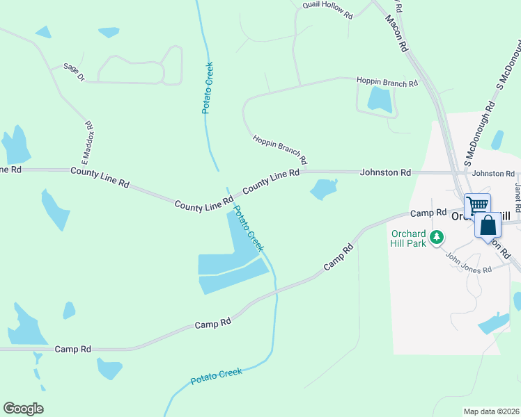 map of restaurants, bars, coffee shops, grocery stores, and more near 1156 County Line Road in Griffin