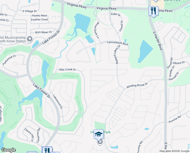 map of restaurants, bars, coffee shops, grocery stores, and more near 4500 Oxbow Drive in McKinney