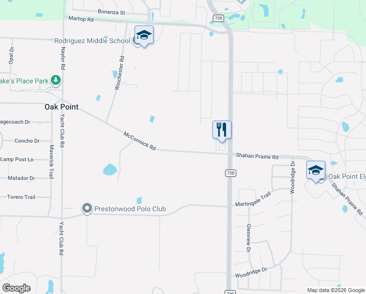 map of restaurants, bars, coffee shops, grocery stores, and more near 100-464 Mc Cormick Road in Oak Point