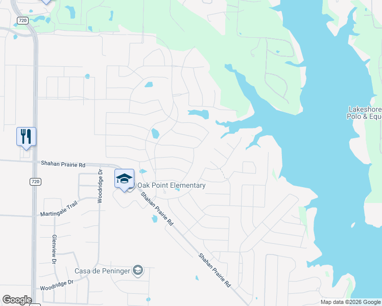 map of restaurants, bars, coffee shops, grocery stores, and more near 9804 Surveyor Road in Oak Point