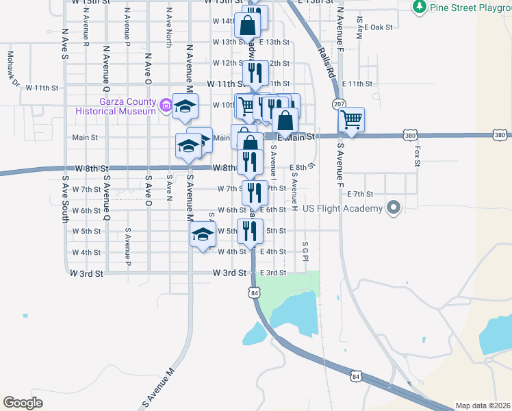map of restaurants, bars, coffee shops, grocery stores, and more near 100 East 6th Street in Post